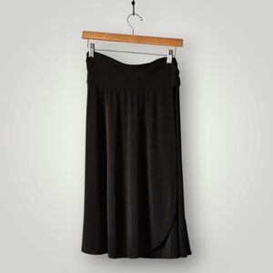 Banana Republic Skirt Womens M Black Wrap‎ A-Line Flared Flowy Overlay Detail